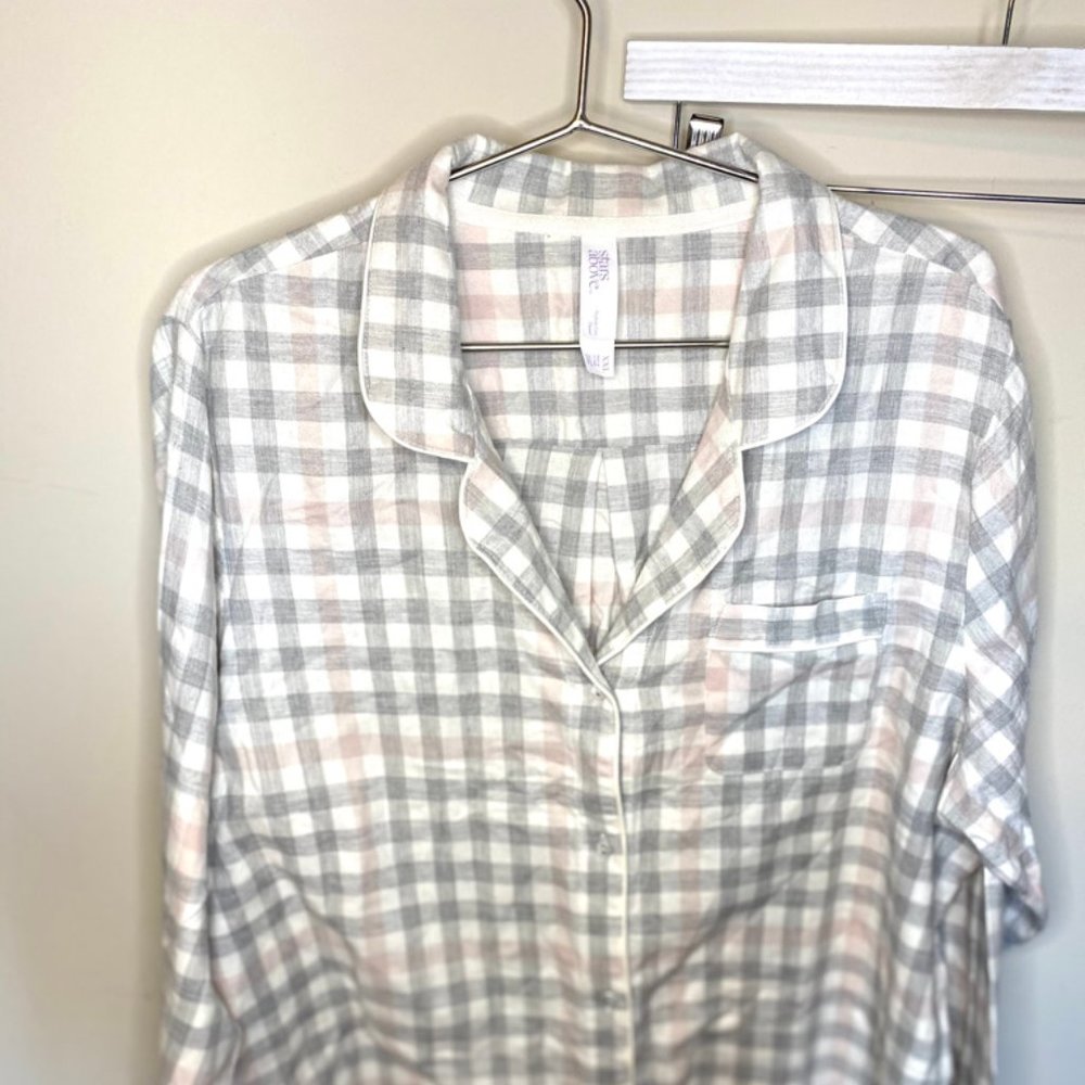 2X NWOTStars Above Plaid Soft Notch Collar Nightie
